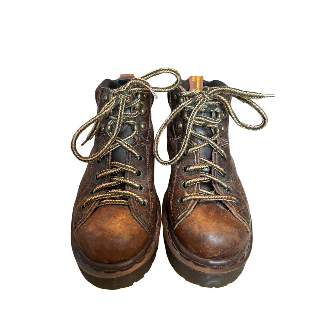 Vintage Dr. Martens Made in England Brown Leather Ankle Boots Women 6 Men 5 - Picture 2 of 8